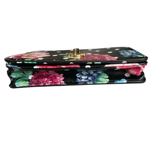 bebe women's kimberly floral black small crossbody bag clutch gold hardware - Picture 6 of 11